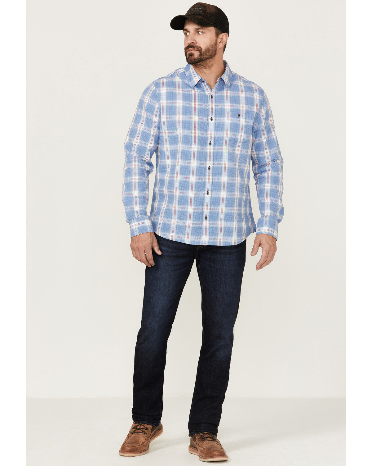 Flag & Anthem Men's Sanderson Dobby Plaid Long Sleeve Button Down Western Shirt