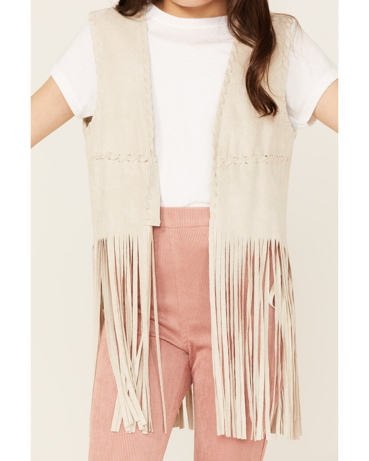 Fornia Girls' Fringe Faux Suede Vest