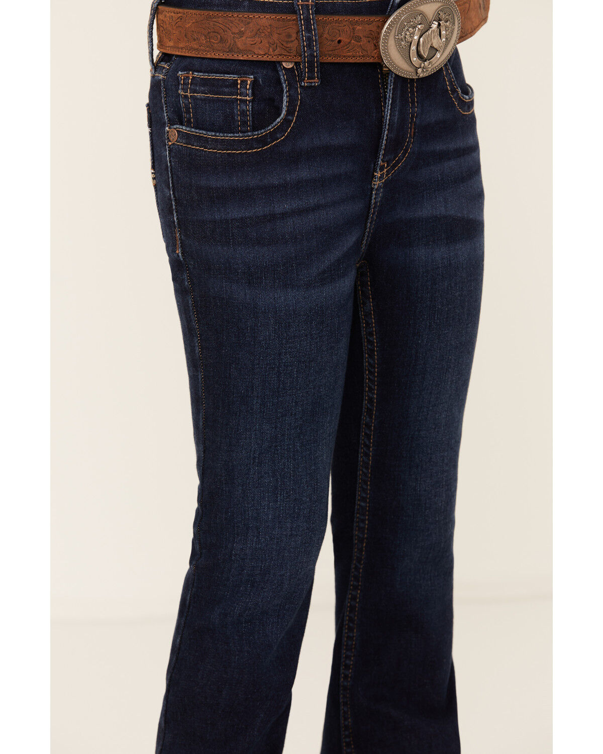 Shyanne Little Girls' Tulsa Dark Wash Bootcut Comfort Stretch Denim Riding Jeans