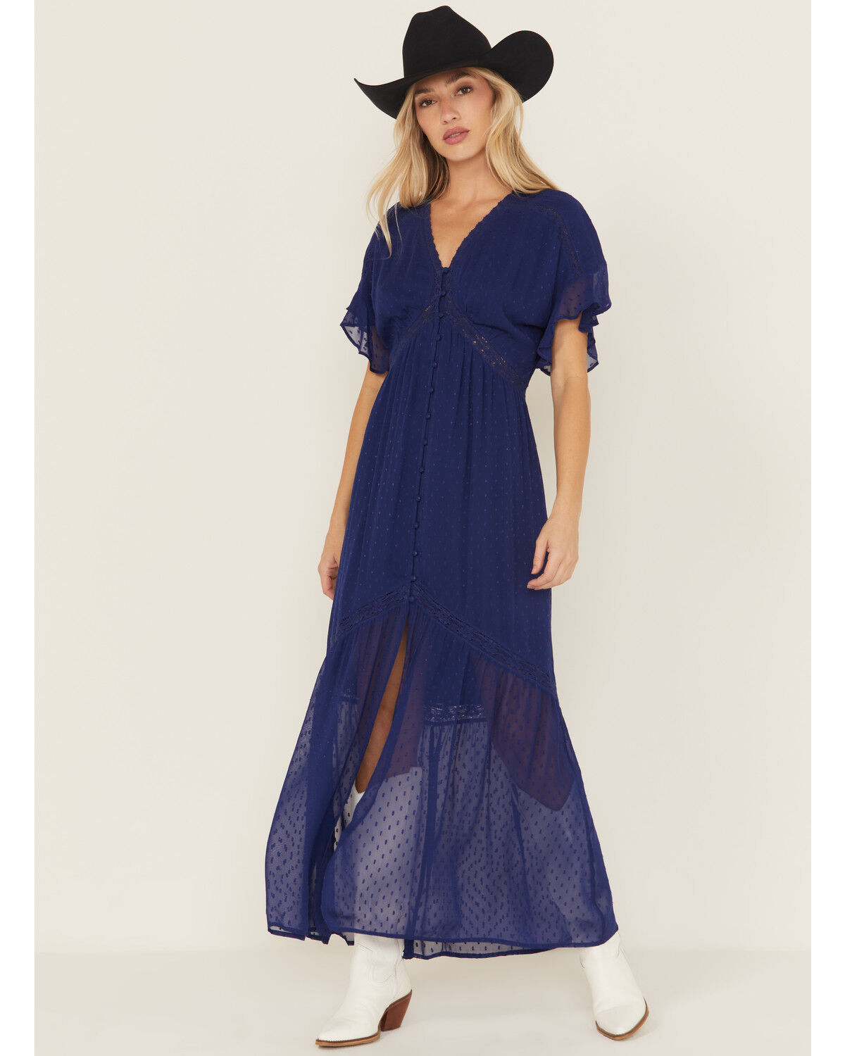 Shyanne Women's Lace Inset High-Low Maxi Dress