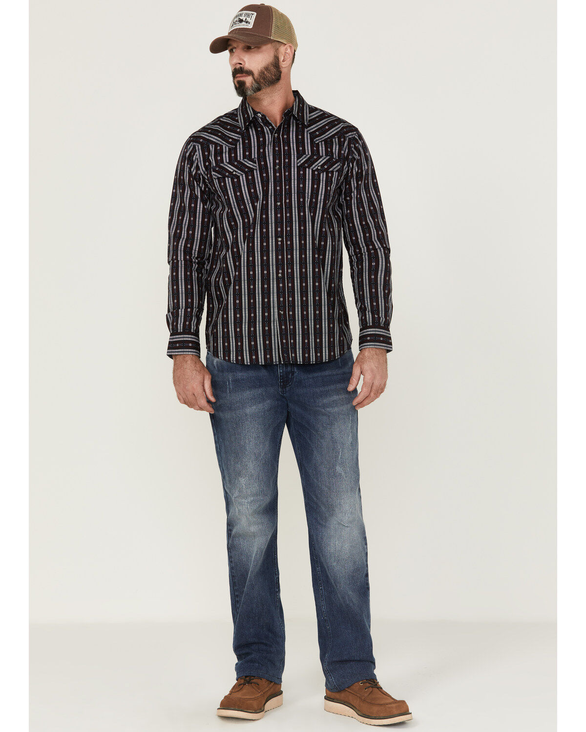 Moonshine Spirit Men's Otoe Stripe Long Sleeve Snap Western Shirt