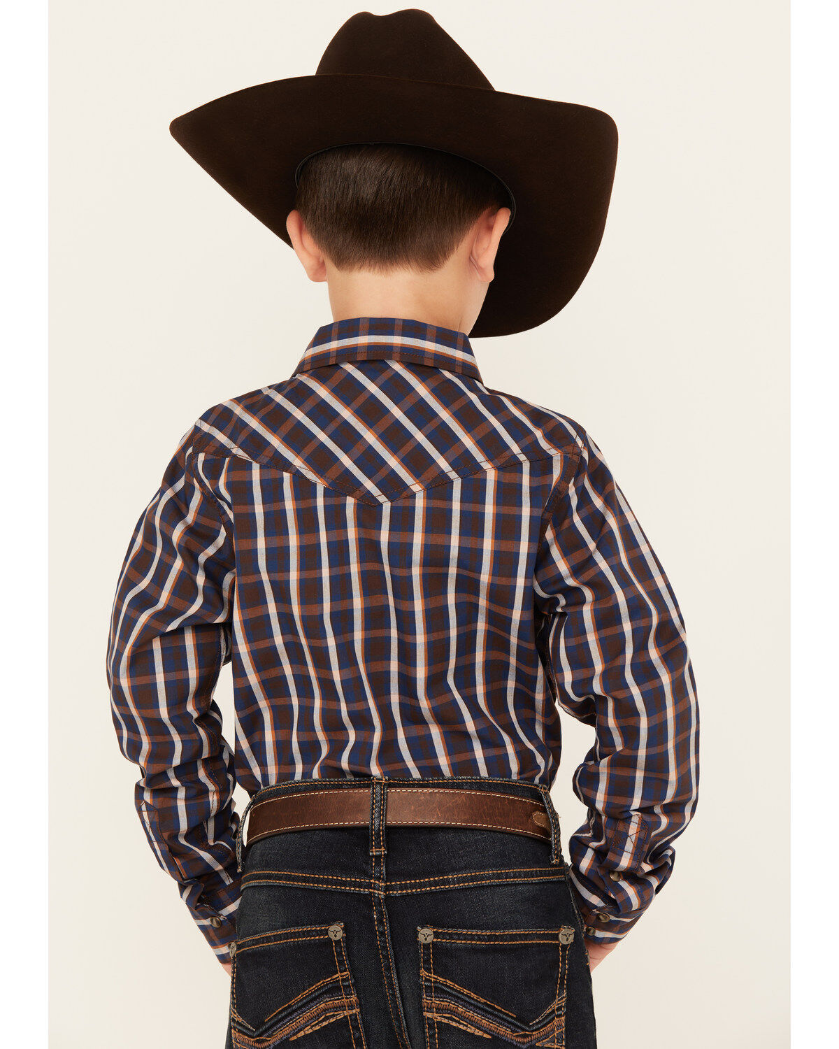 Cody James Boys' Joe Plaid Print Long Sleeve Snap Western Shirt
