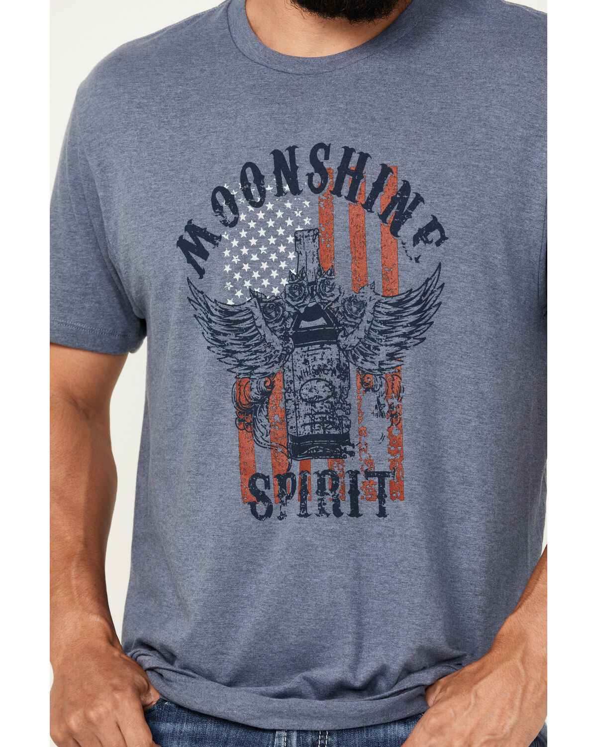 Moonshine Spirit Men's Winged Bottle Short Sleeve Graphic T-Shirt