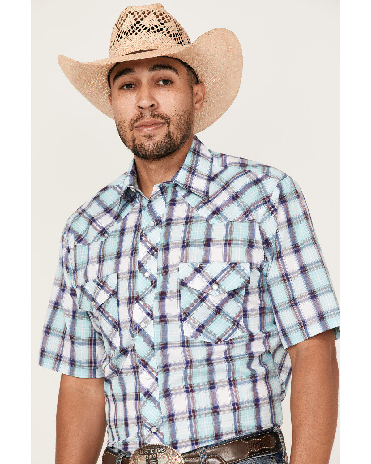 Roper Men's Classic Large Plaid Short Sleeve Pearl Snap Western Shirt
