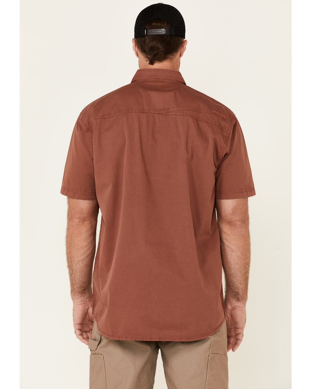 Ariat Men's Henna Solid Rebar Washed Twill Short Sleeve Button Down Work Shirt