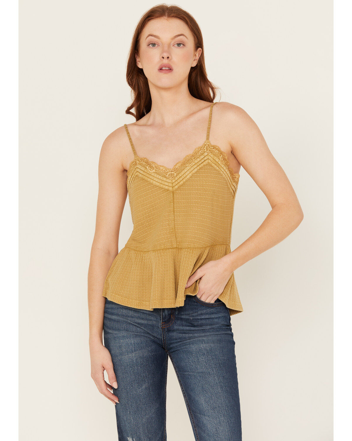Cleo + Wolf Women's Drop Needle Rib Strappy Tank Top