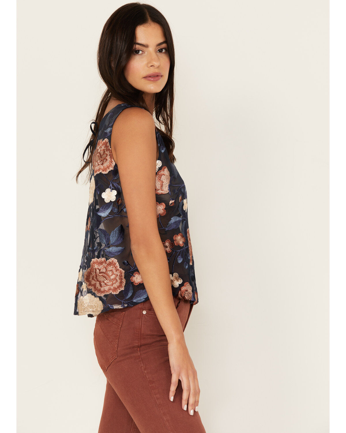 Shyanne Women's Floral Embroidered Mesh Tank Top