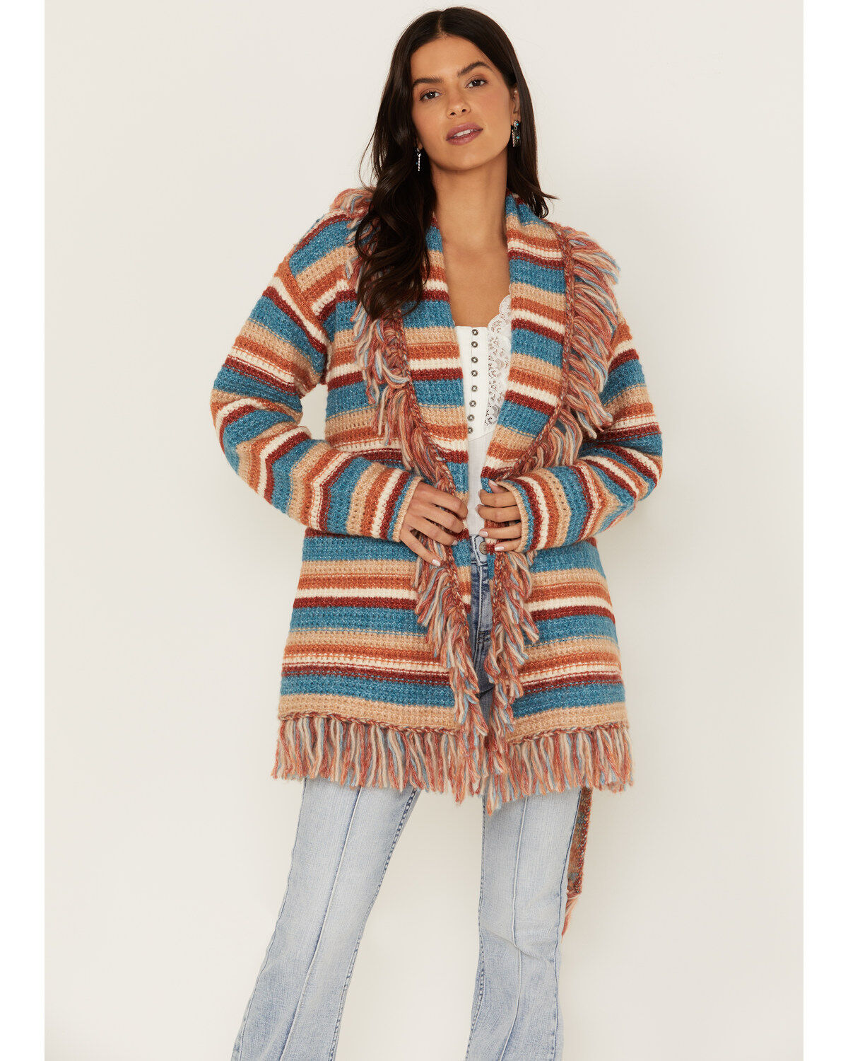 Idyllwind Women's Abilene Striped Fringe Cardigan