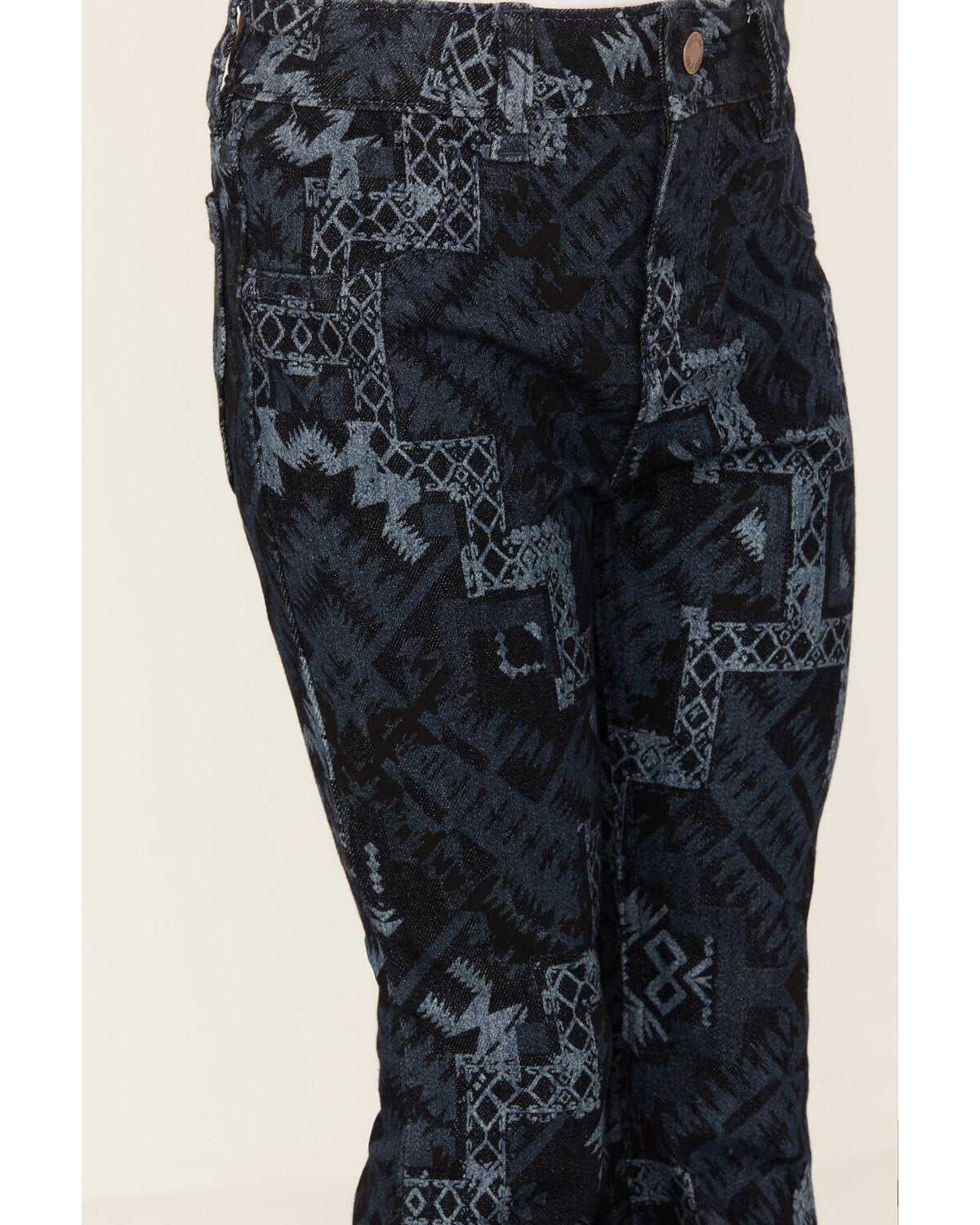 Shyanne Little Girls' Dark Wash Allover Printed Flare Jeans