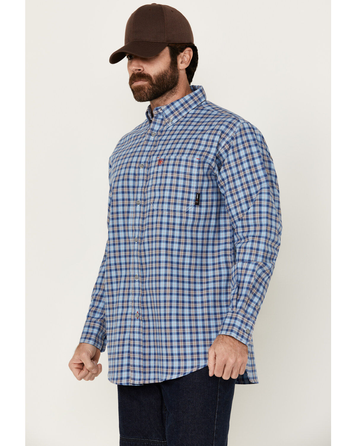 Ariat Men's FR Sierra Plaid Print Long Sleeve Button-Down Work Shirt