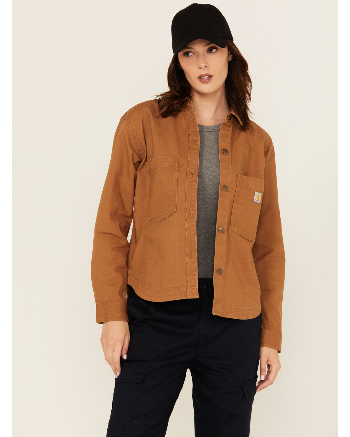 Carhartt Women's Rugged FleX™ Loose Fit Heavyweight Duck Long Sleeve Button-Down Overshirt