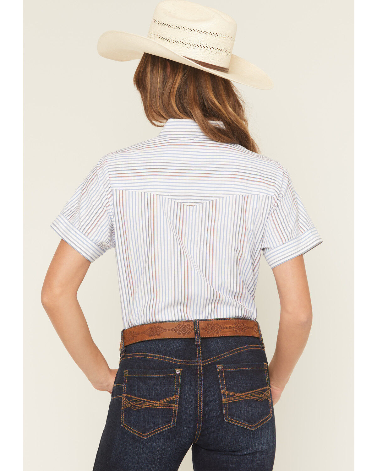 Ely Walker Women's Striped Short Sleeve Pearl Snap Western Shirt