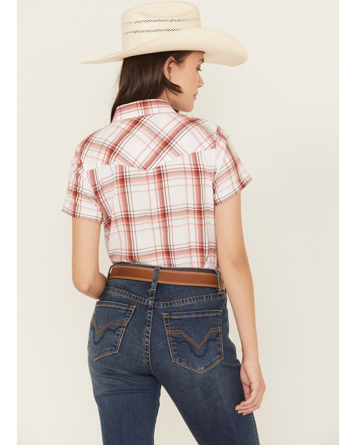 Shyanne Women's Plaid Print Short Sleeve Button-Down Western Shirt