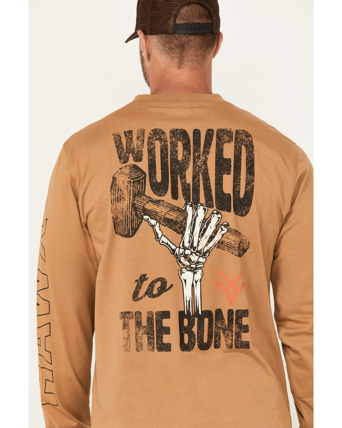 Hawx Men's To The Bone Long Sleeve Graphic Work T-Shirt