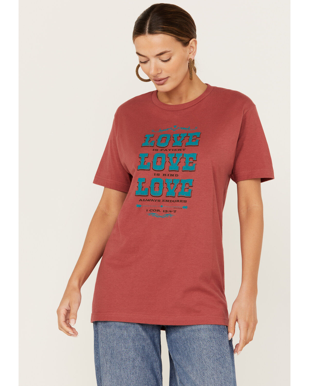 Kerusso Women's Love Love Love Short Sleeve Graphic Tee