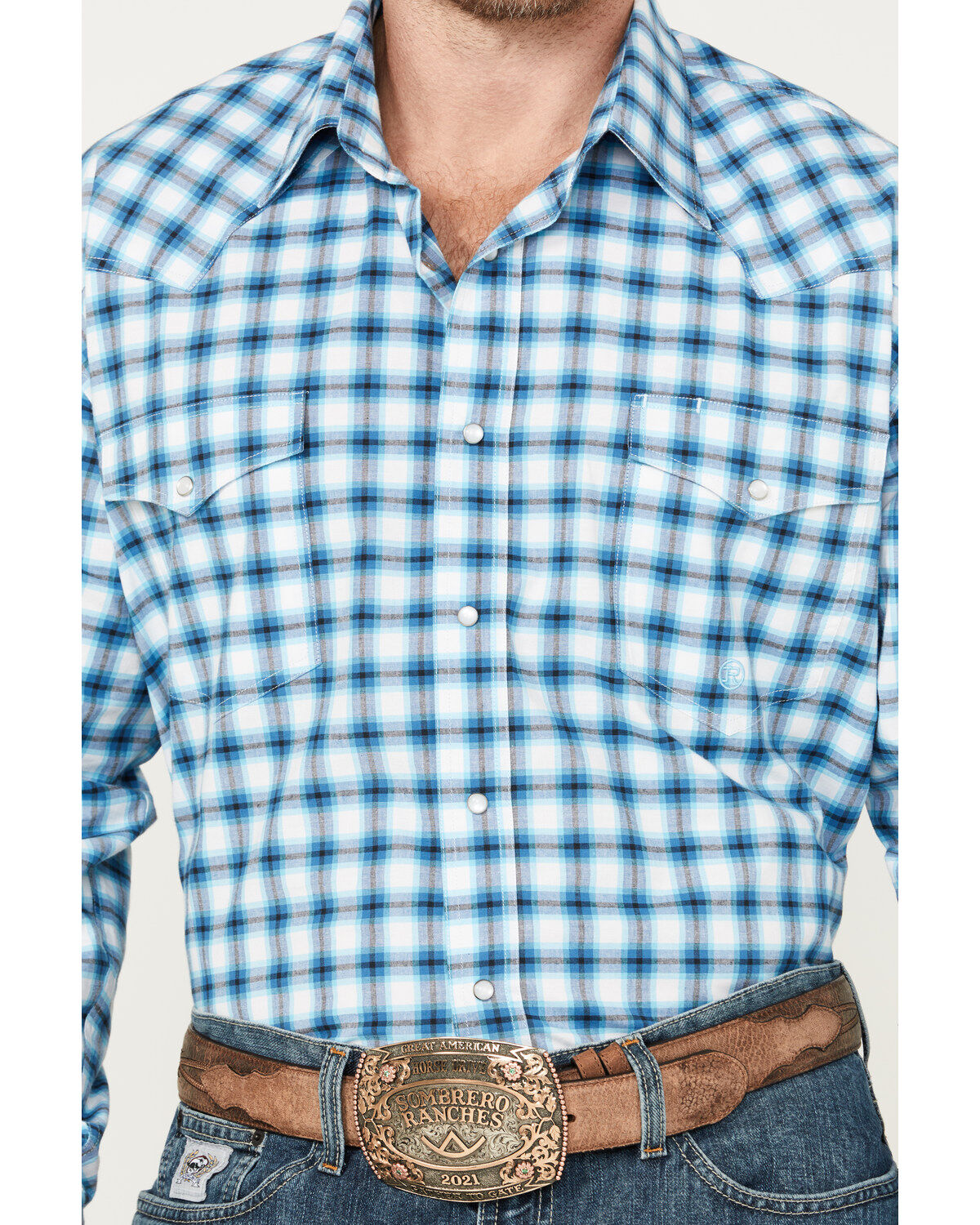 Roper Men's Amarillo Plaid Print Long Sleeve Button-Down Stretch Western Shirt