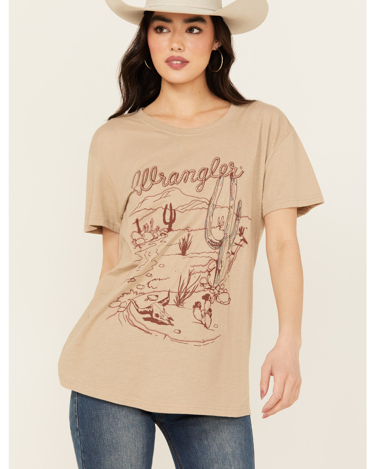 Wrangler Women's Cactus Scene Short Sleeve Graphic Tee