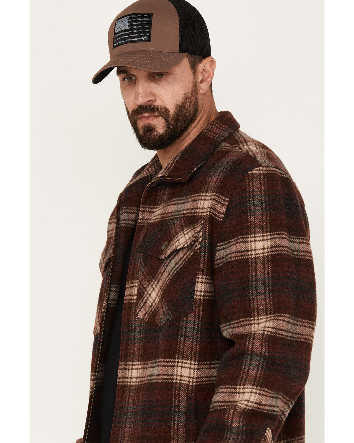 Powder River Outfitters Men's Plaid Print Full-Zip Wool Jacket