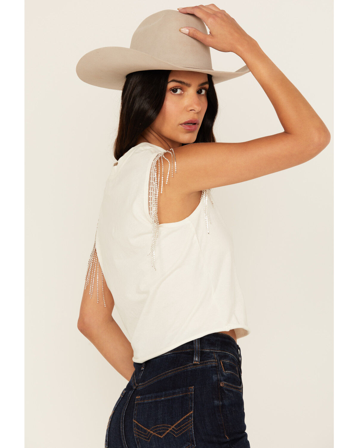 Idyllwind Women's Trailer Park Pretty Rhinestone Fringe Sleeveless Shirt