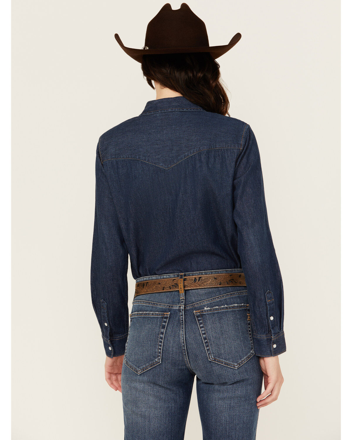 Levi's Women's Dark Wash Denim Long Sleeve Pearl Snap Ultimate Western Shirt