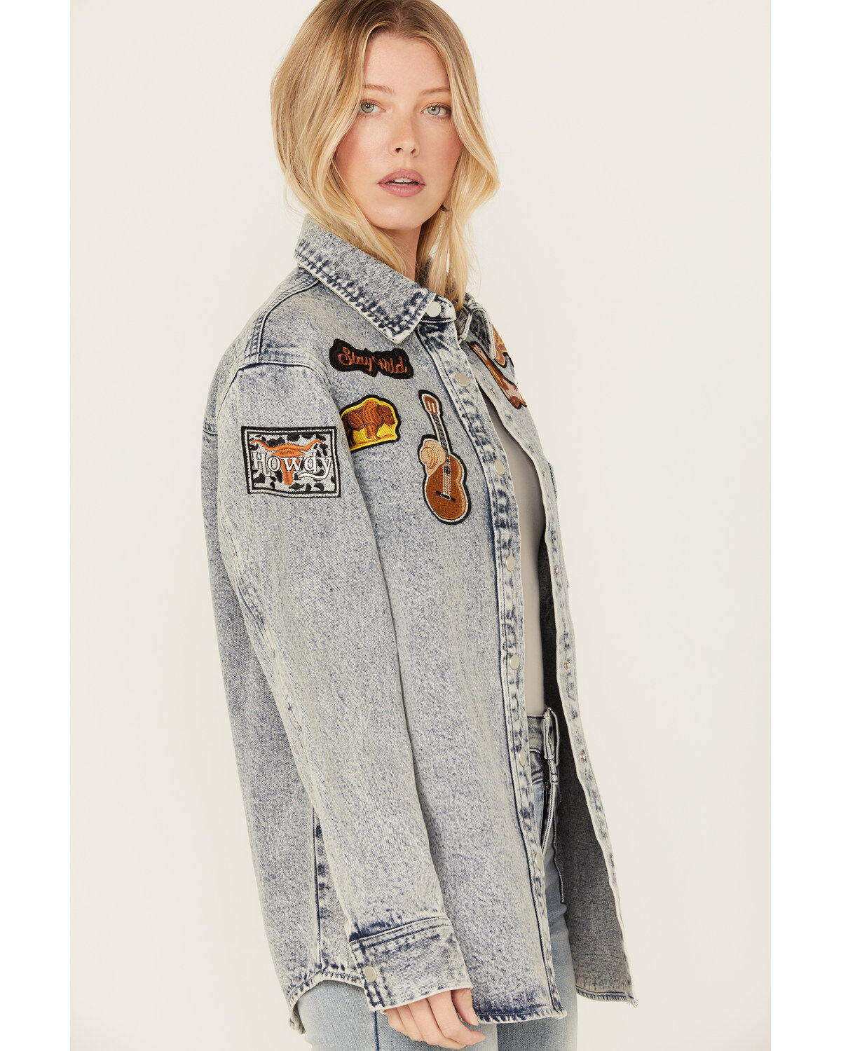Blue B Women's Denim Patches Jacket