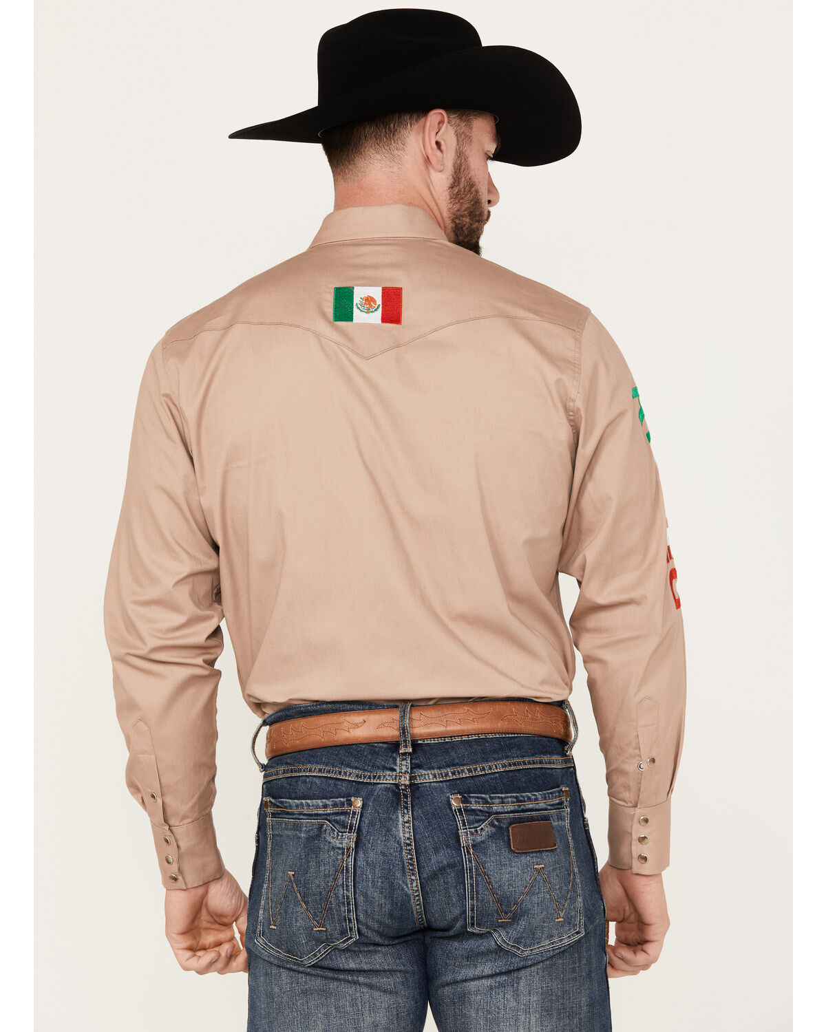 Rodeo Clothing Men's Mexico Flag Long Sleeve Snap Western Shirt