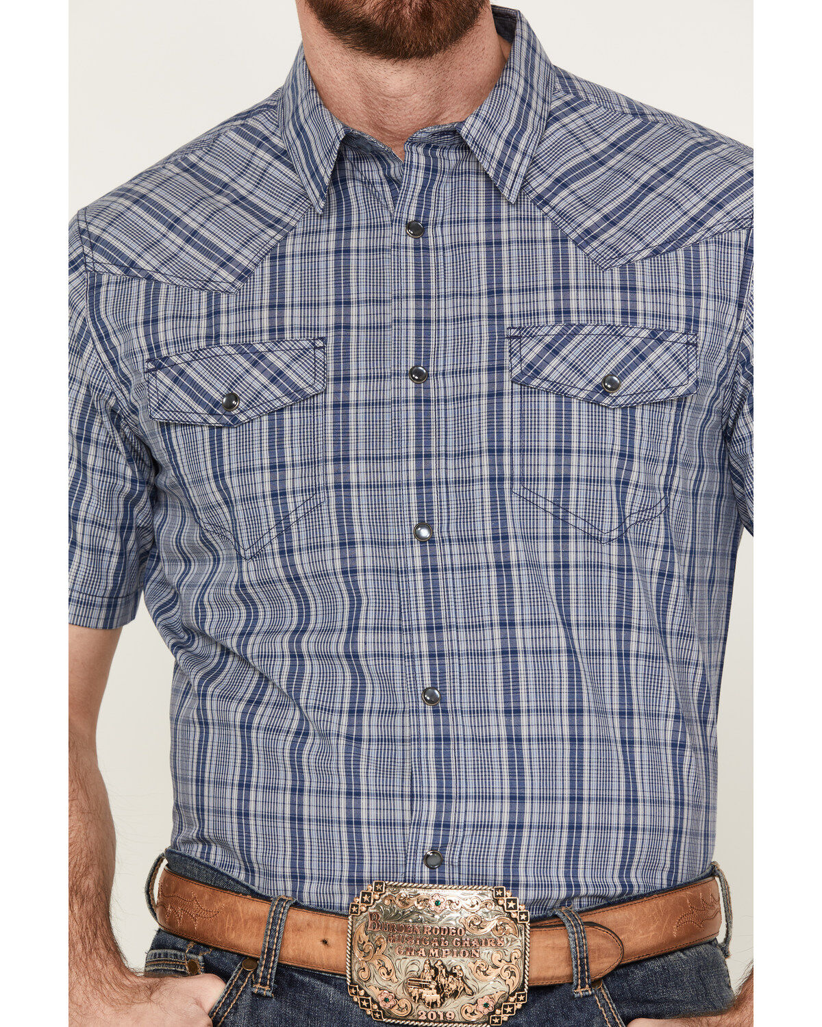 Cody James Men's Plaid Print Short Sleeve Western Snap Shirt