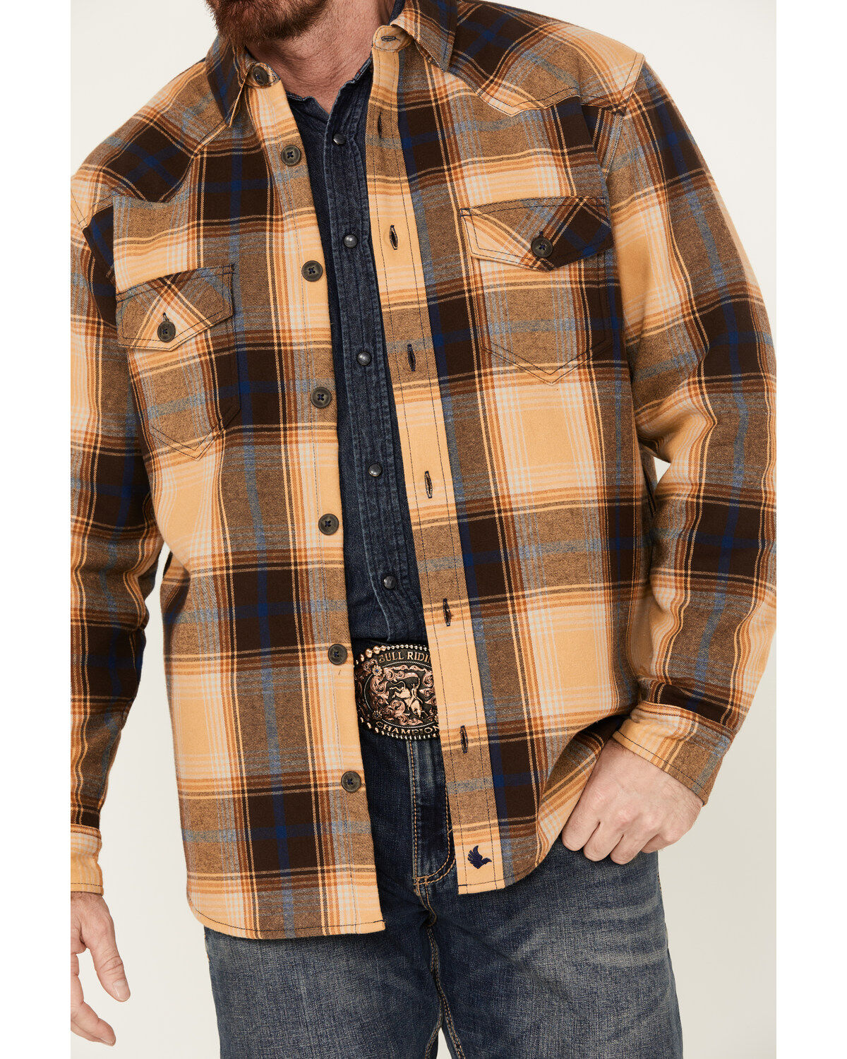Cody James Men's Plaid Print Long Sleeve Button-Down Shirt Jacket