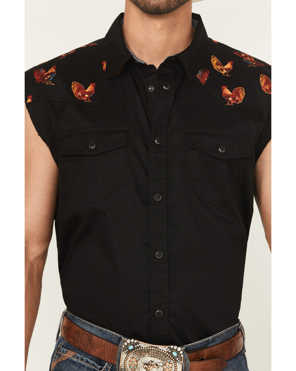 Cody James Men's Rooster Cutoff Snap Western Shirt
