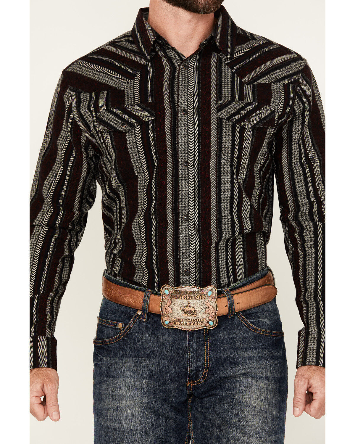 Cody James Men's Caspian Serape Striped Long Sleeve Snap Western Shirt