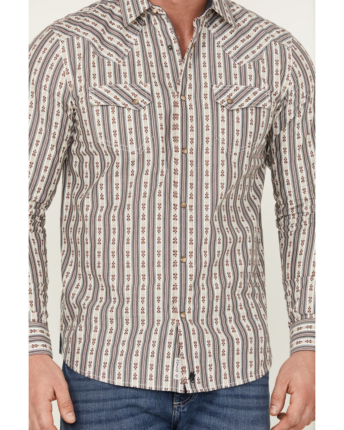 Moonshine Spirit Men's Southern Boy Striped Long Sleeve Pearl Snap Western Shirt