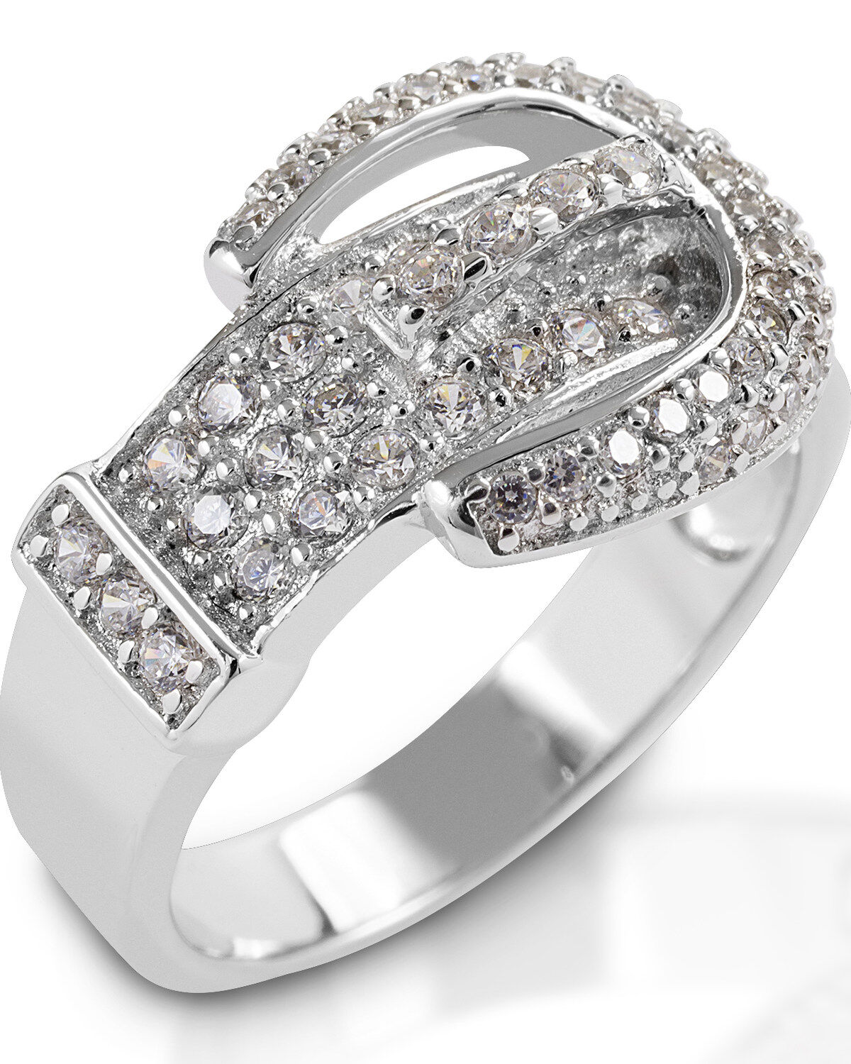 Kelly Herd Women's Clear Pave Buckle Ring