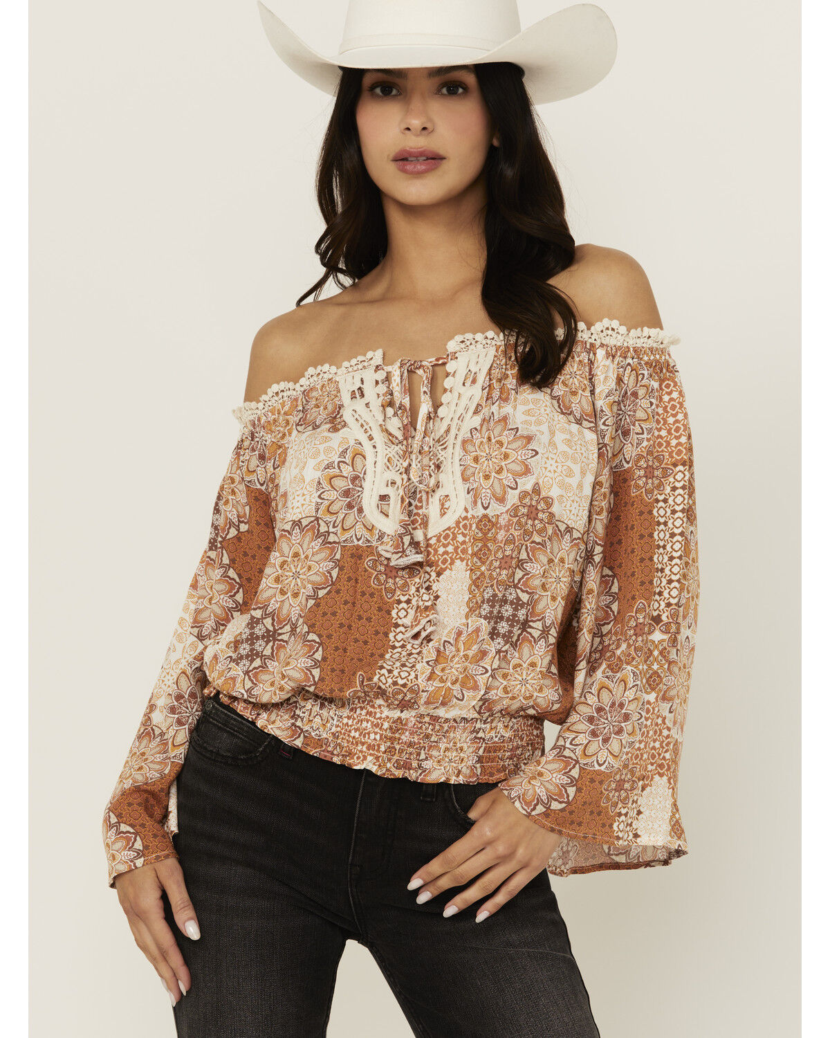 Wild Moss Women's Off The Shoulder Peasant Top
