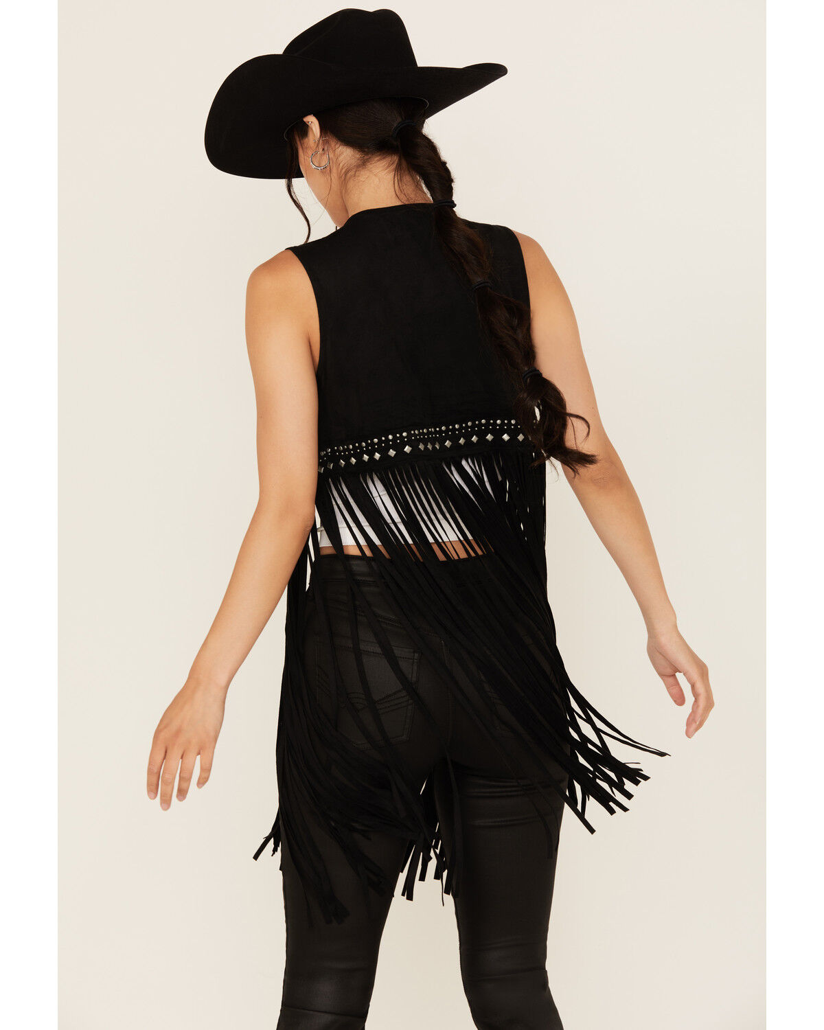 Idyllwind Women's Walnut Studded Fringe Faux Suede Vest