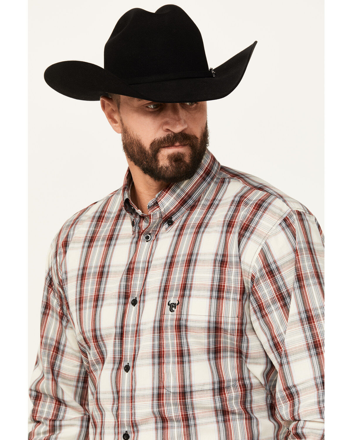 Cowboy Hardware Men's Dutton Plaid Print Long Sleeve Button-Down Western Shirt