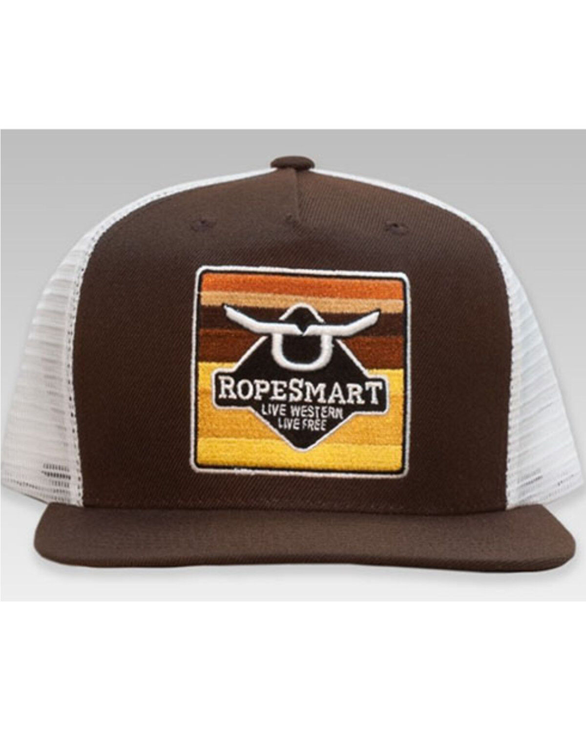 Ropesmart Men's Brown Solo Serape Steerhead Embroidered Patch Mesh-Back Ball Cap