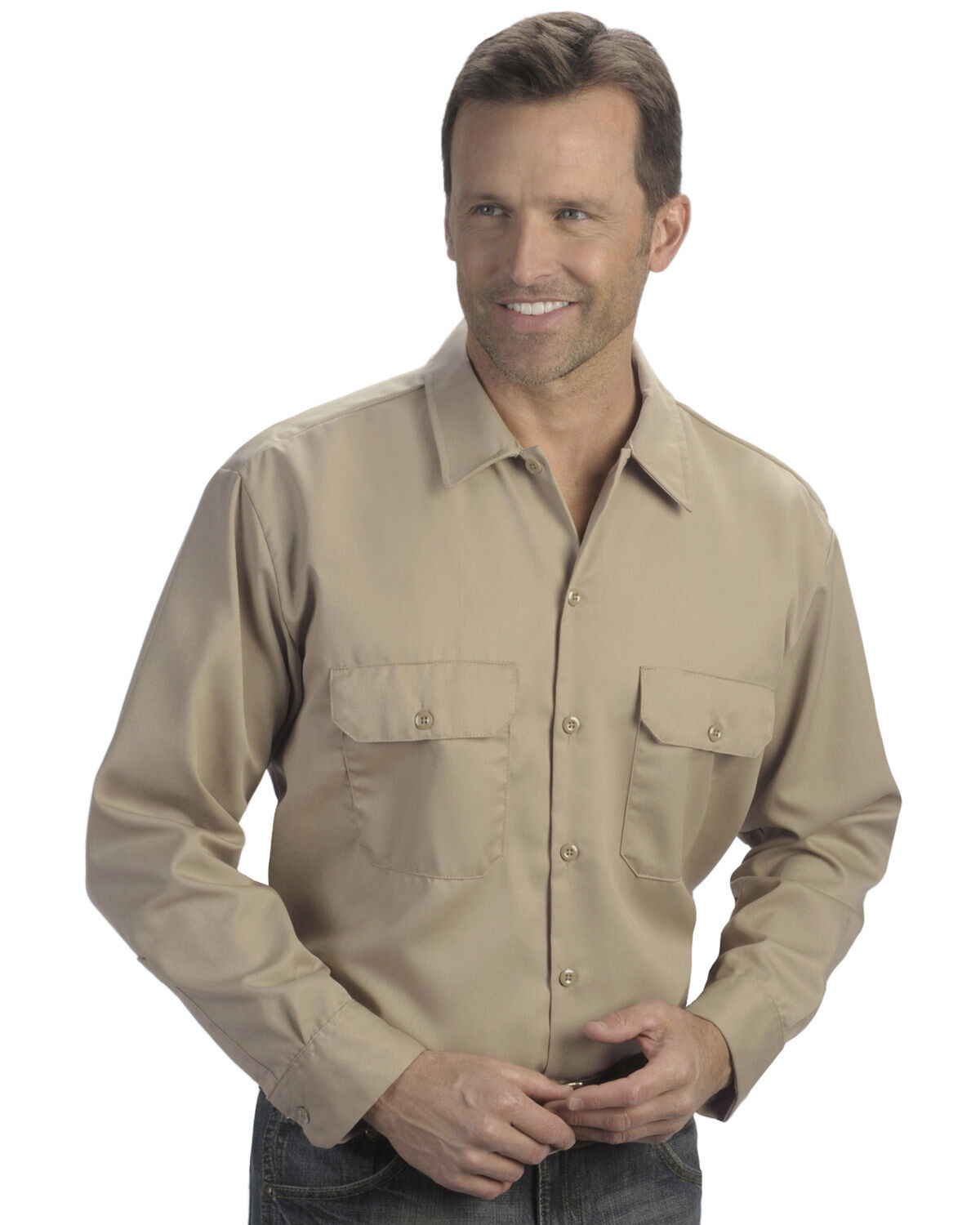 Dickies Men's Solid Twill Long Sleeve Work Shirt - Folded