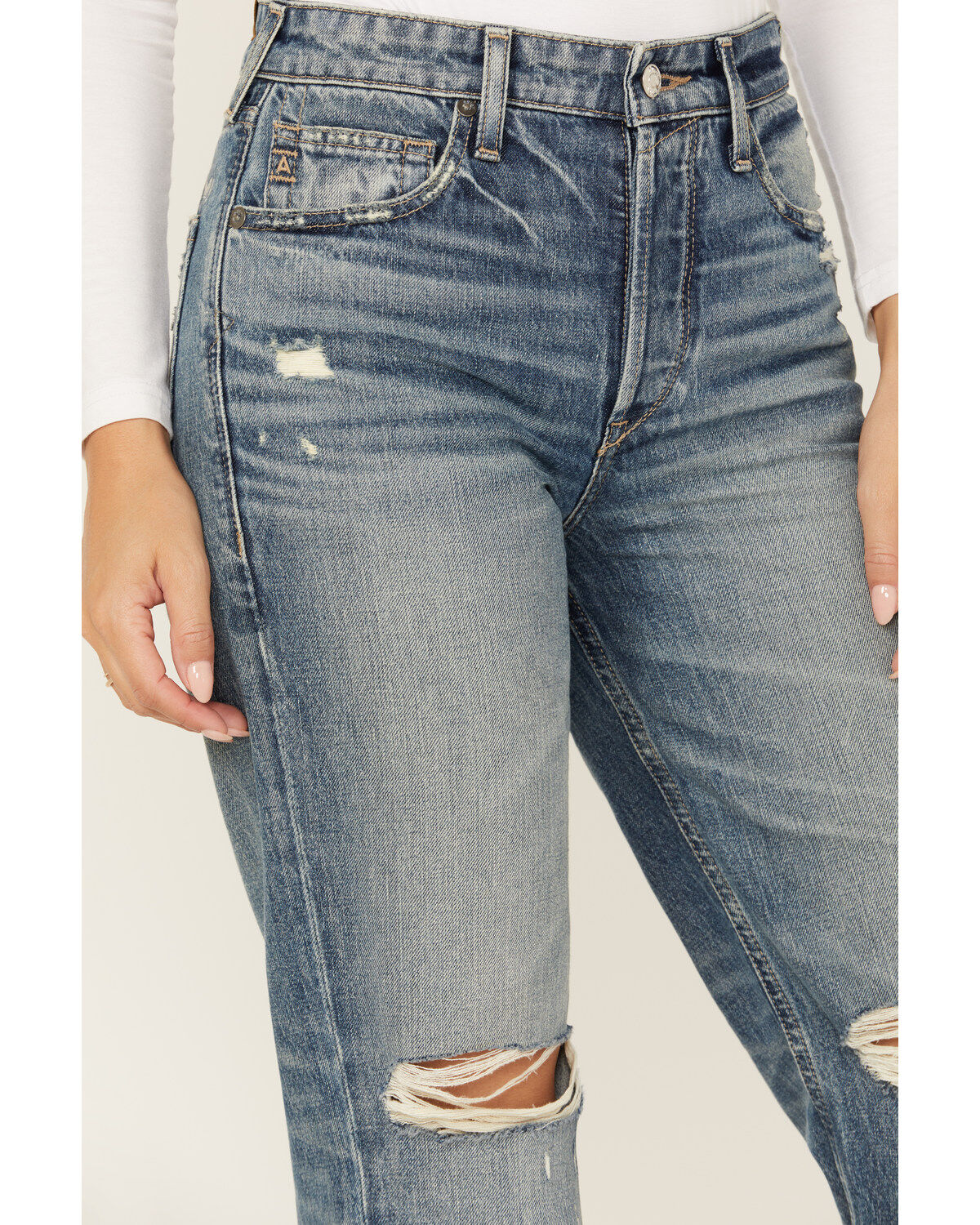 Ariat Women's Medium Wash Ultra High Rise Tomboy Relaxed Straight Jeans