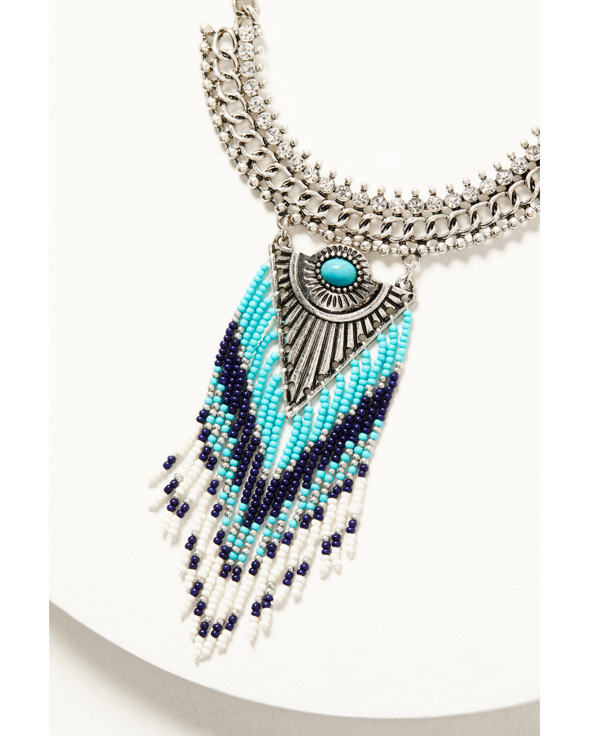 Idyllwind Women's Silver Beaded Leon Statement Necklace