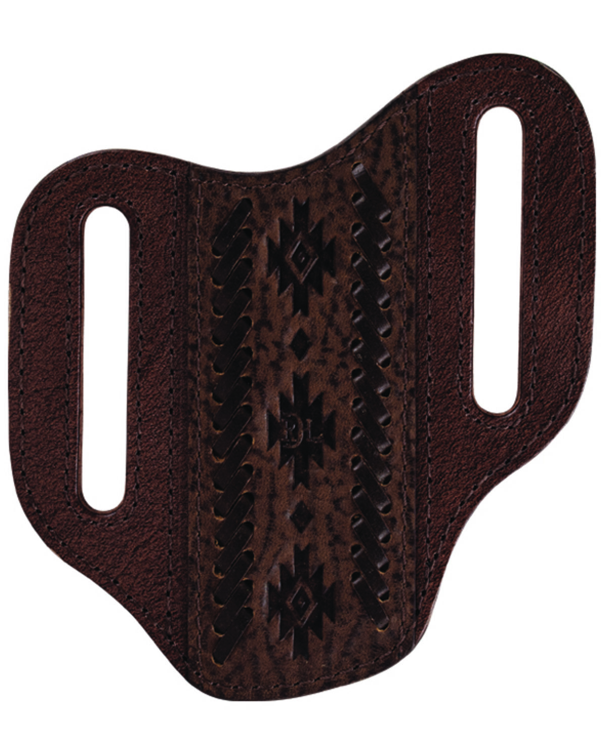 Red Dirt Hat Embossed Whip Stitch Leather Pancake Knife Sheath