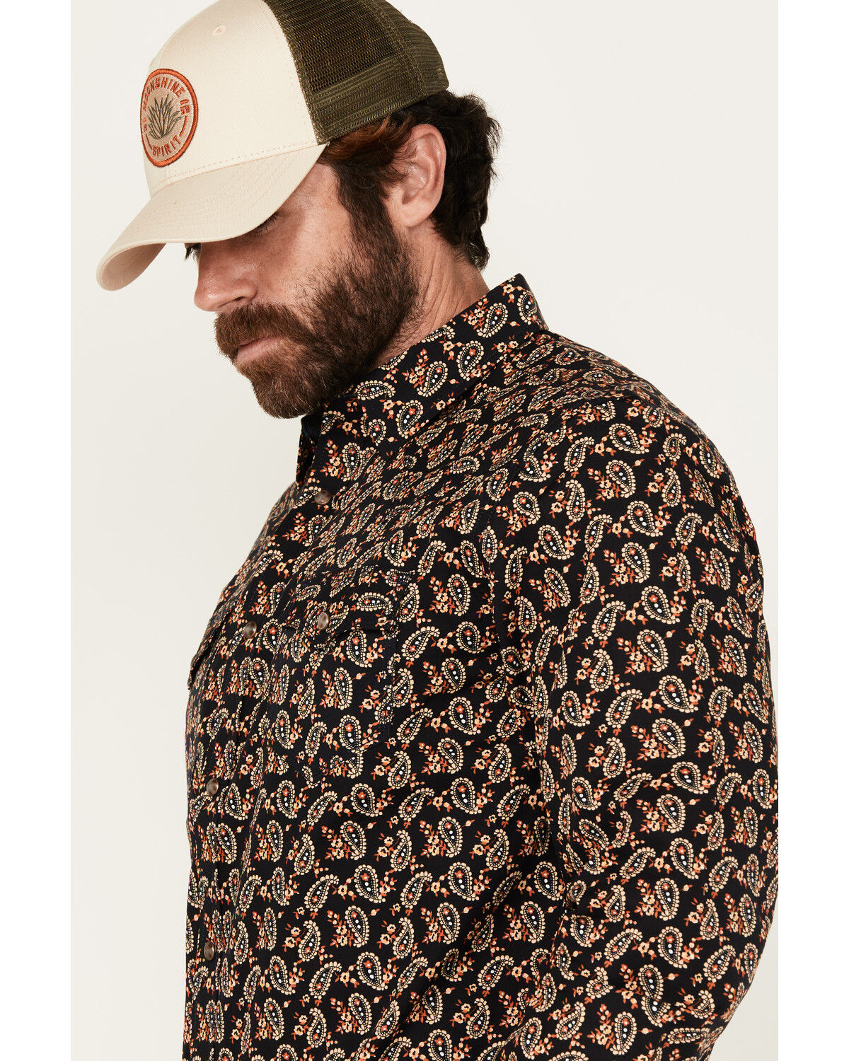 Moonshine Spirit Men's Freedom Paisley Print Long Sleeve Snap Western Shirt
