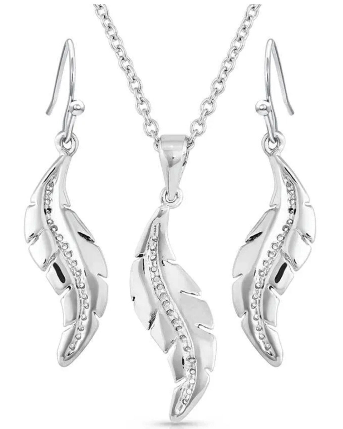 Montana Silversmiths Women's All About The Curve Feather Jewelry Set - 2 Piece