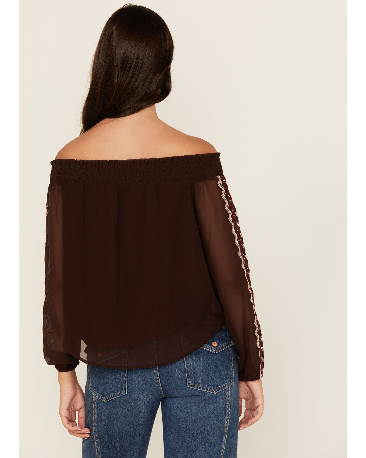 Shyanne Women's Georgette Embroidered Off The Shoulder Top