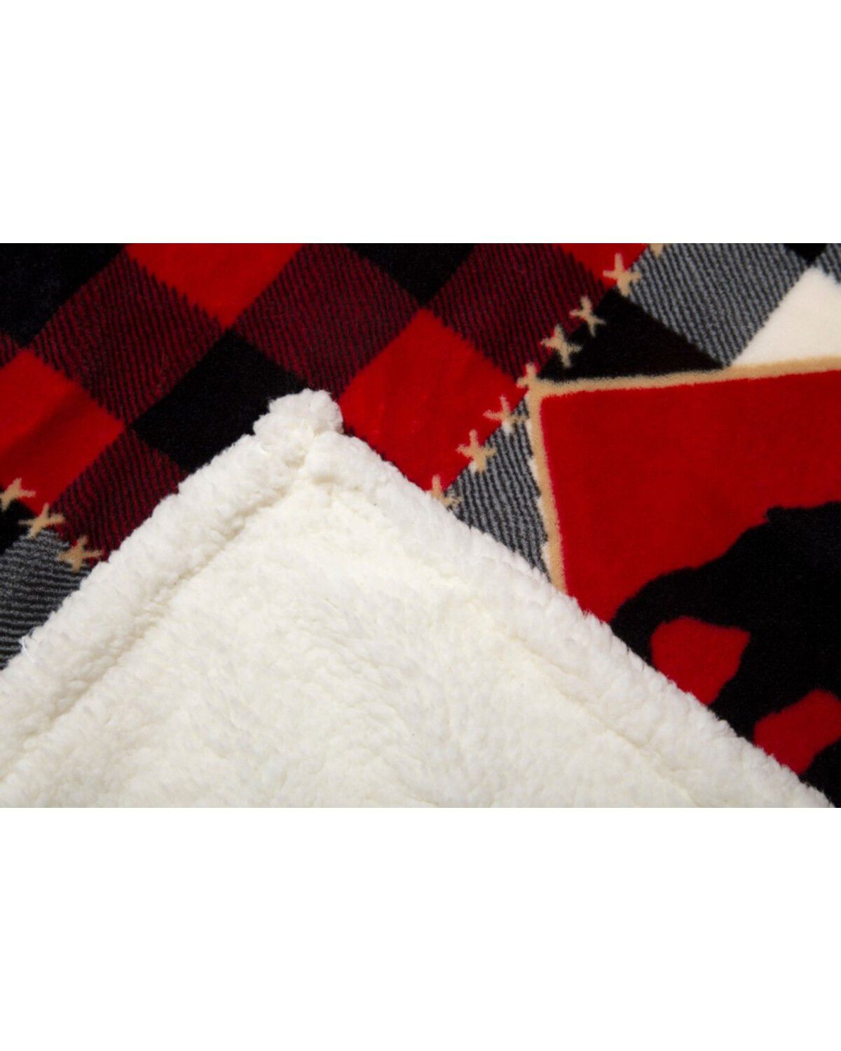 Carstens Home Lumberjack Bear Plaid Print Sherpa Throw Blanket