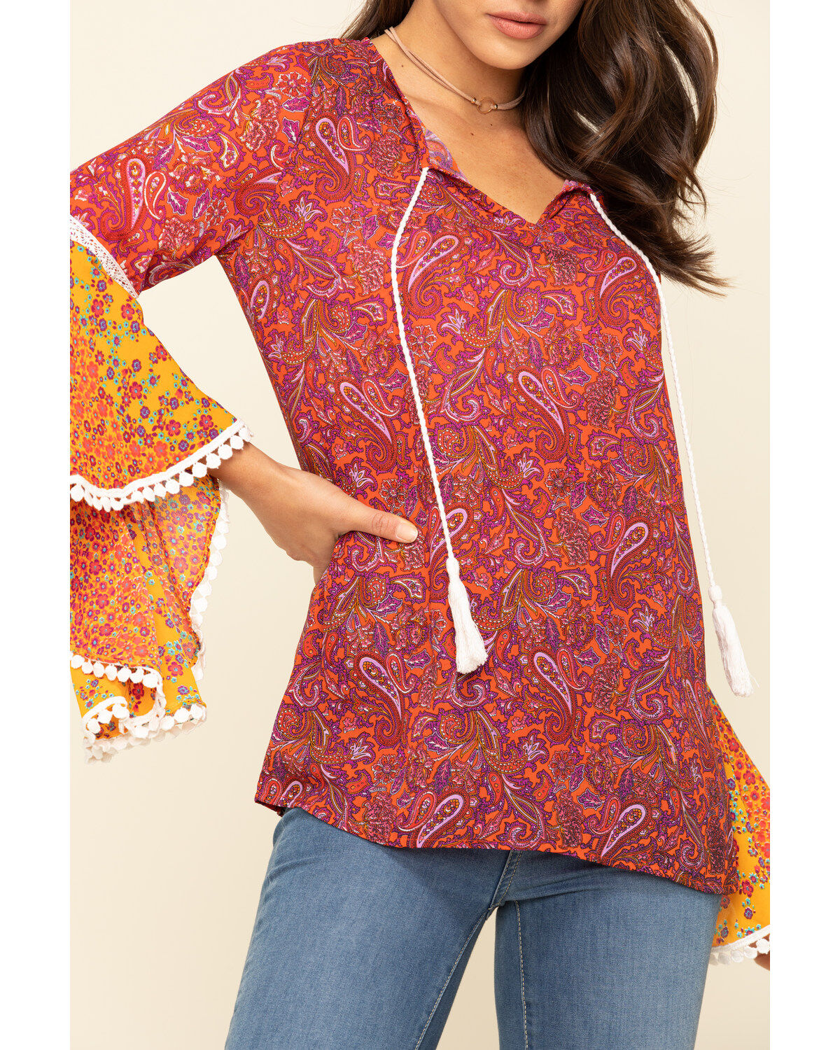 Red Label by Panhandle Women's Print Bell Sleeve Top
