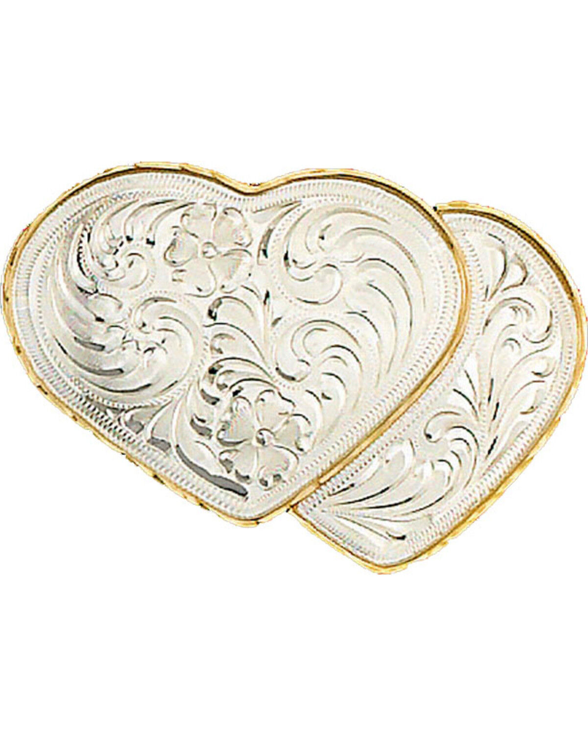 Western Express Women's German Silver Double Heart Belt Buckle