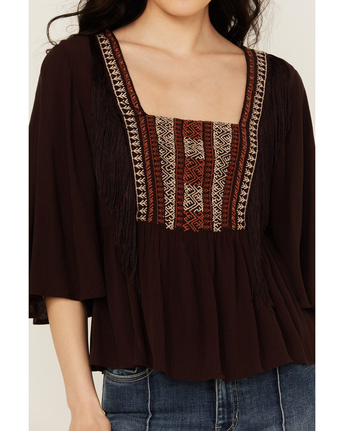 Shyanne Women's Embroidered Fringe Short Sleeve Shirt