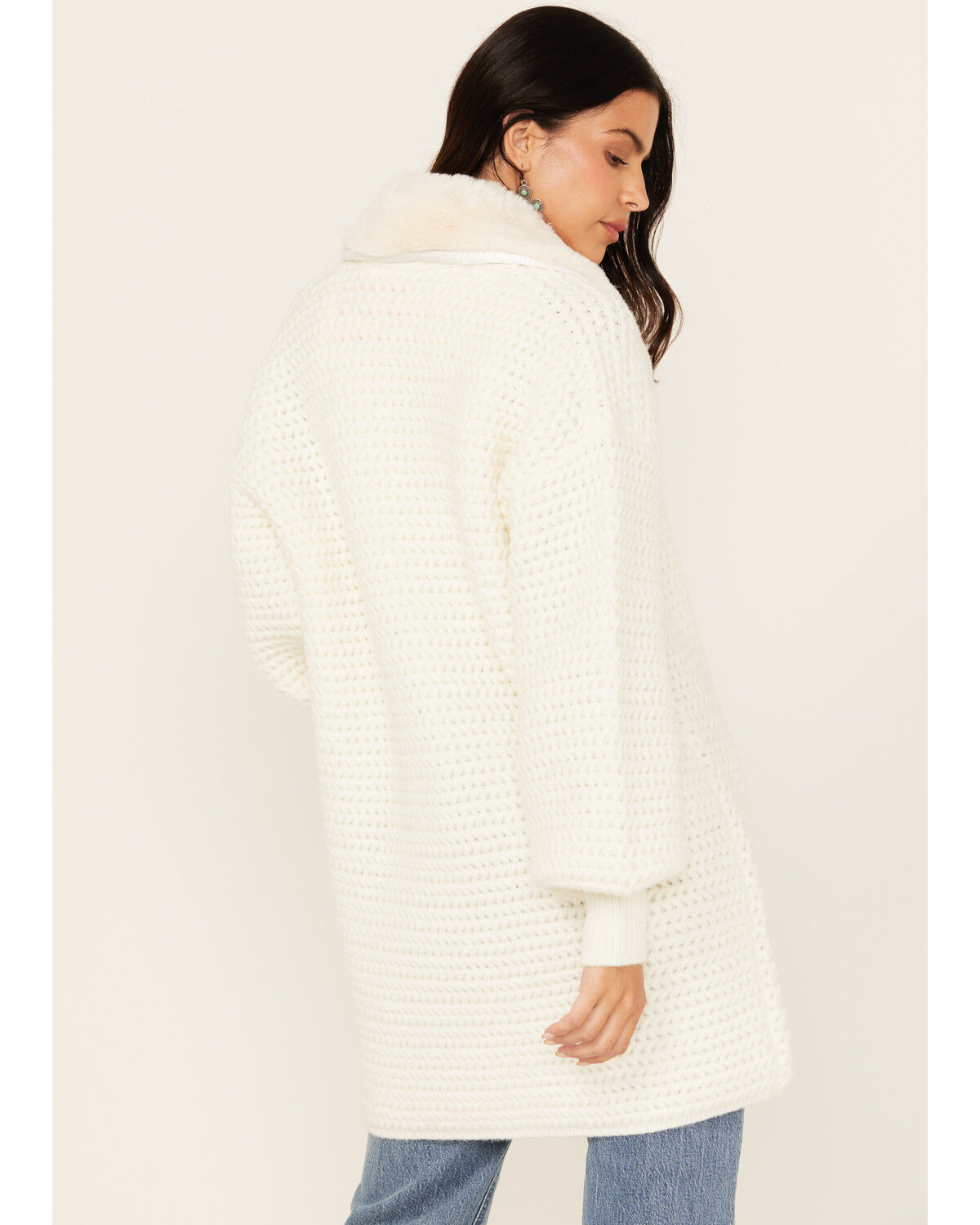 Shyanne Women's Chunky Fit Fur Trim Cardigan Sweater