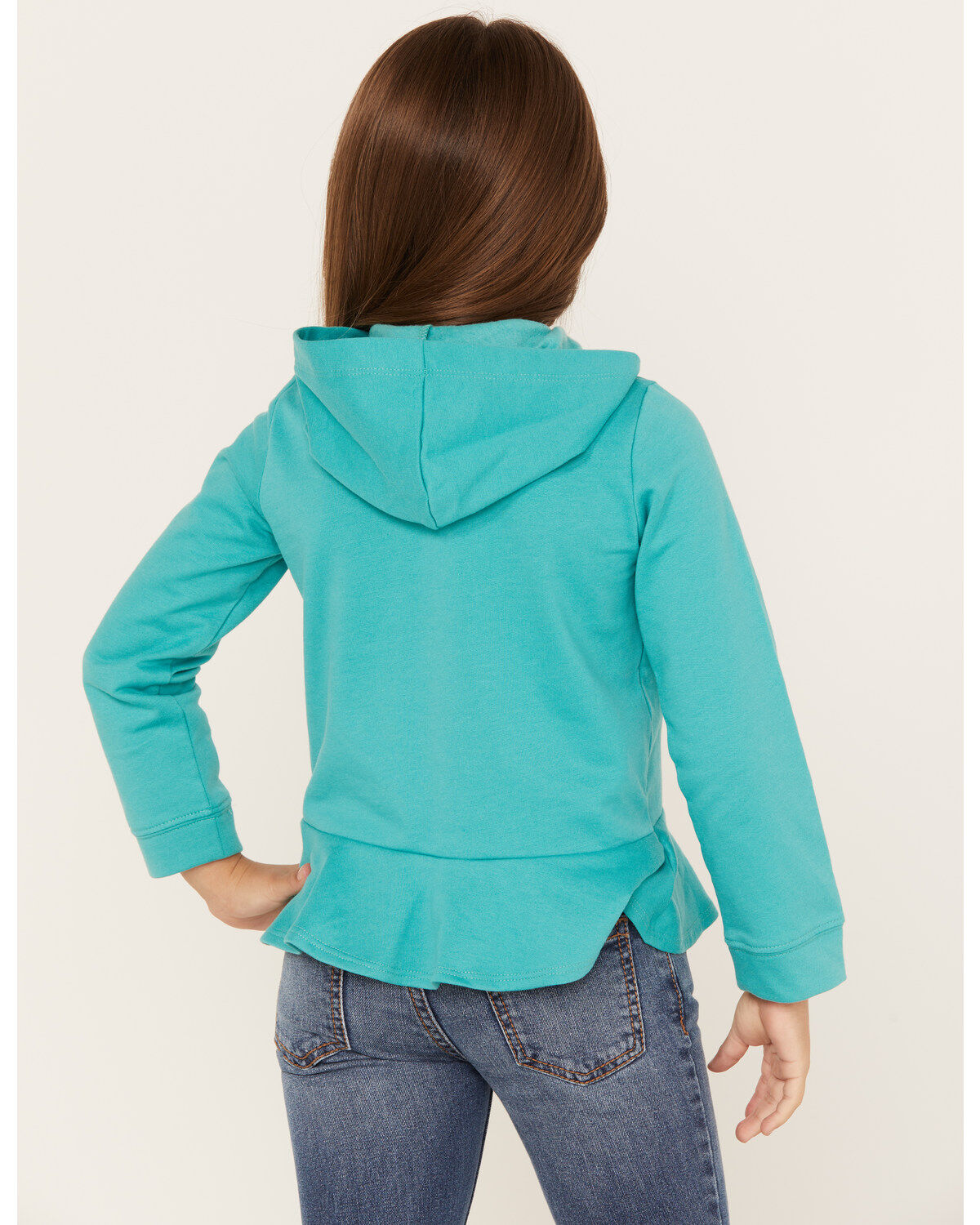 Wrangler Girls' Southwestern Logo Graphic Ruffle Hem Hoodie