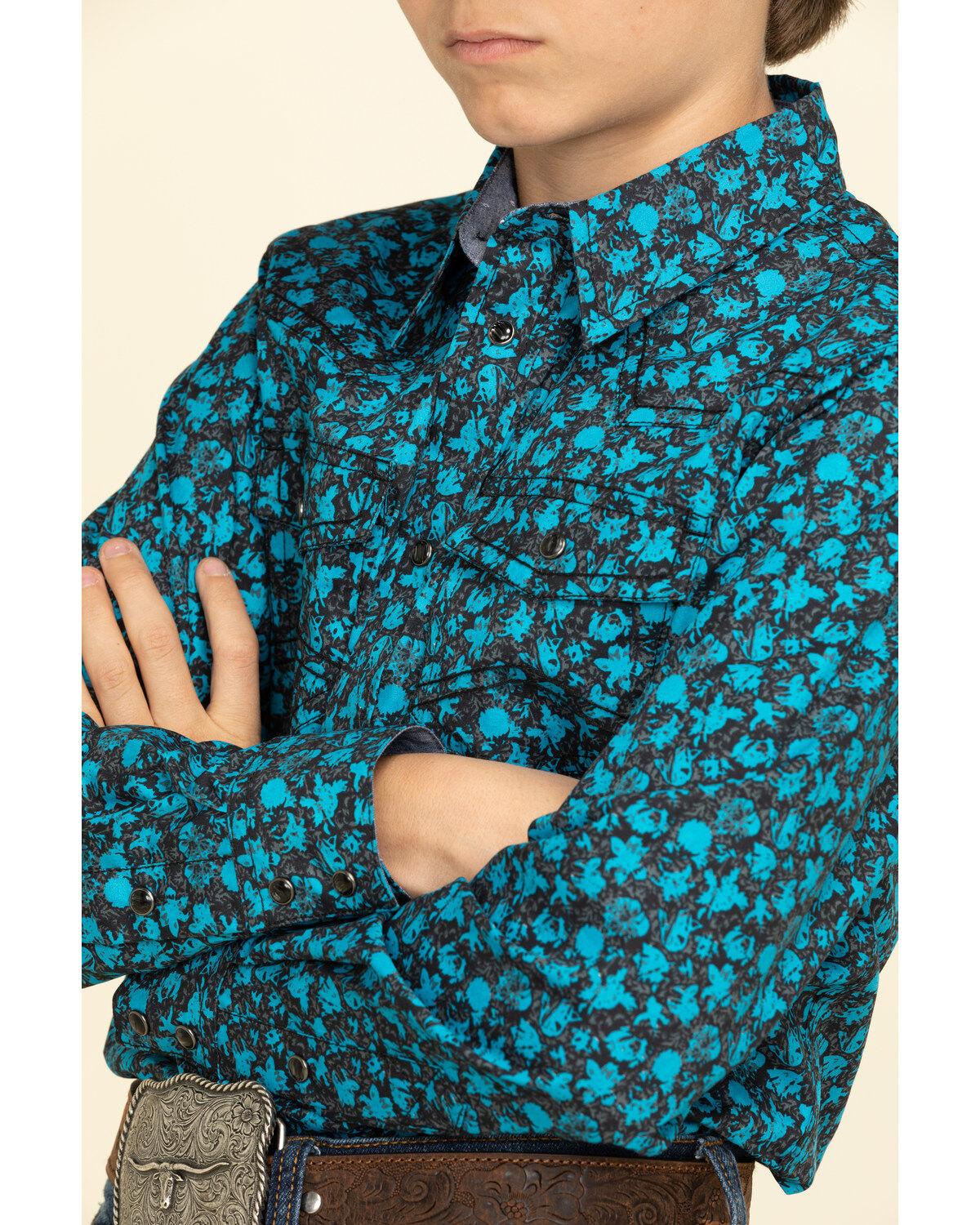 Cody James Boys' High Sierra Floral Print Long Sleeve Western Shirt